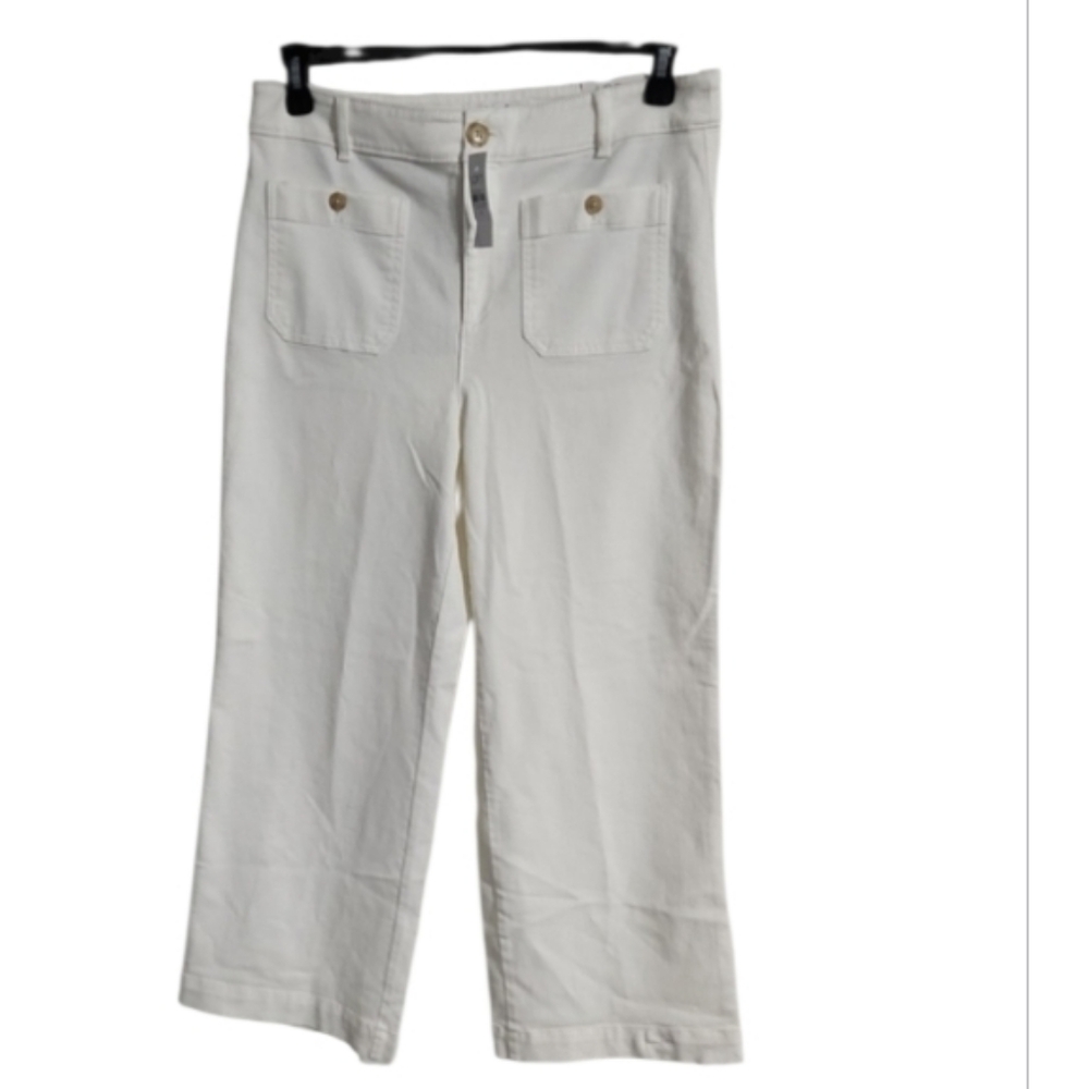 NWT. Loft Palmer Wide-Leg Cropped Jeans Sz 10 In White